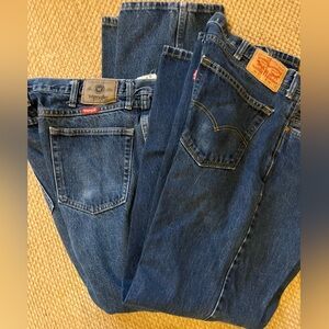 2 Pair of 38 x 32 men’s blue jeans - 
1-Levi’s
1- Wranglers